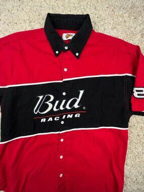 VTG Winners Circle Bud Racing Dale Earnhardt Jr Button Up Short Sleeve Shirt L